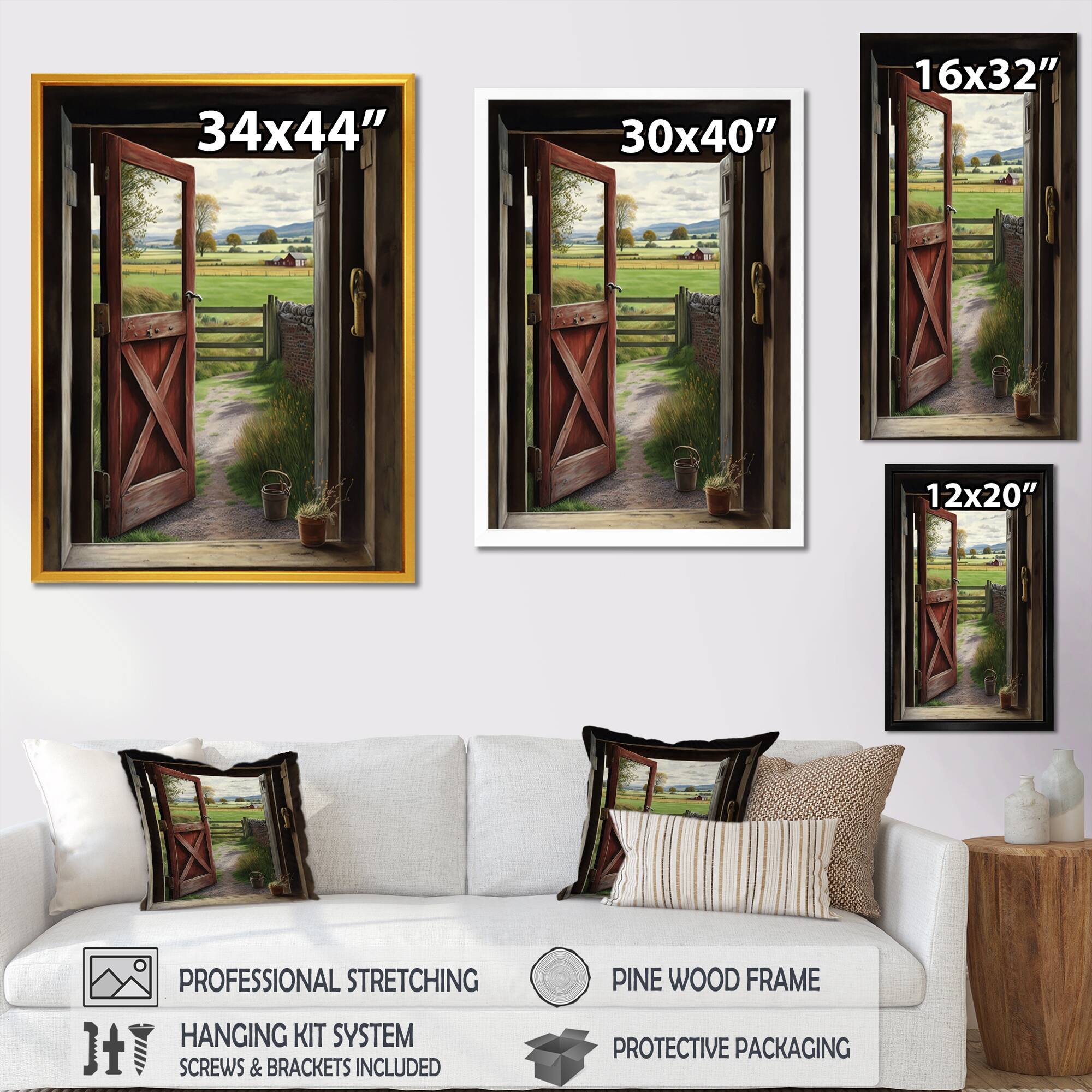 Designart "View From A Cottage Country Door Iii" Farm Landscape Wall Art Prints Bed Bath
